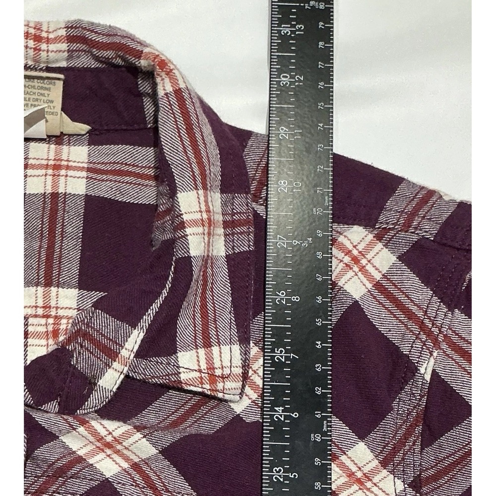 Duluth Trading Burlyweight Flannel Shirt womens Large Purple Plaid 100% Cotton - Picture 4 of 6